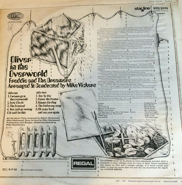 Image of Back Cover of 4625148E: LP - FREDDIE AND THE DREAMERS, Oliver In The Overworld (Starline ; SRS 5019, UK 1970, Laminated Flipback Sleeve)   VG/VG