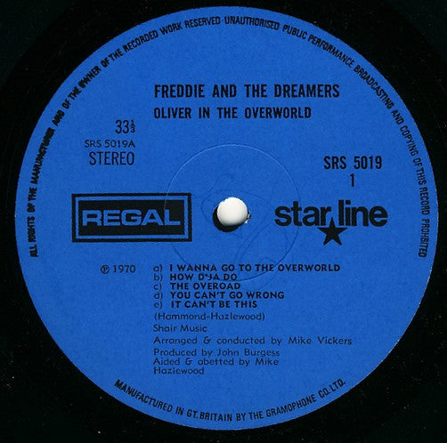 Image of Label Cover of 4625148E: LP - FREDDIE AND THE DREAMERS, Oliver In The Overworld (Starline ; SRS 5019, UK 1970, Laminated Flipback Sleeve)   VG/VG