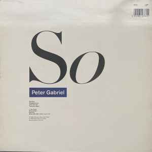 Image of Back Cover of LP - VG+/VG - PETER GABRIEL, So (Charisma; PG 5, UK 1986, Inner, TOWNHOUSE / COPPERMAN Runouts), ,  - 1726370E