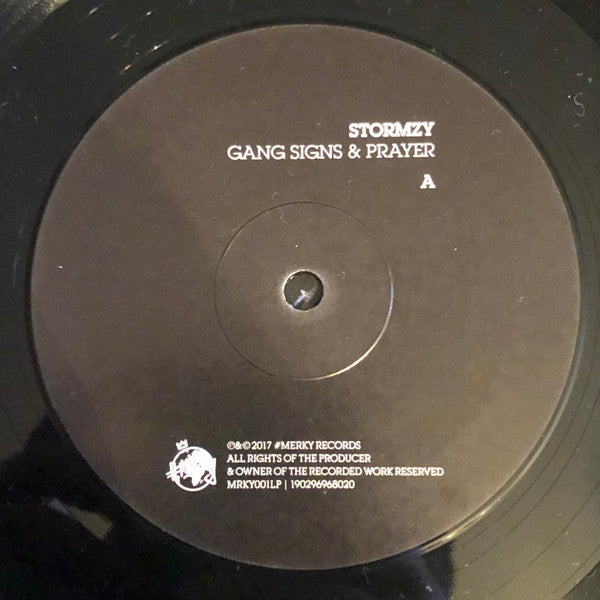 Image of Label Cover of 2xLP - VG/VG+ - STORMZY, Gang Signs & Prayer (#Merky Records; MRKY001LP, UK 2017, Signed In Gold Marker, Gatefold Sleeve, 2 Inners, Signed Limited Edition of 500), SIGNED, Clean discs, Just some light edge wear to sleeve, Nice clear Signature in gold marker.,  - 4715051C