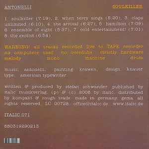 Image of Back Cover of 4745053S: 2xLP - ANTONELLI*, Soulkiller (Italic ; ITALIC 071, Germany 2008, Picture Sleeve) pen on labels - minor. faint edge wear top sleeve  VG/VG+