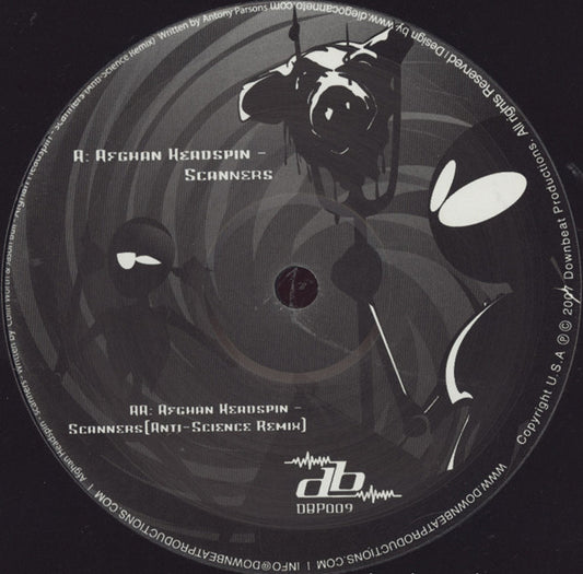 Image of Front Cover of 4715108C: 12" - AFGHAN HEADSPIN, Scanners (Downbeat Productions; DBP 009, US 2007) Extensive hairlines and minor scuffs. Damage and scratches to label.  /G+