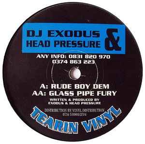 Image of Front Cover of 4725029E: 12" - DJ EXODUS & HEAD PRESSURE, Rude Boy Dem / Glass Pipe Fury (Tearin Vinyl; TVR 3, UK 1994) Light marks.  /VG