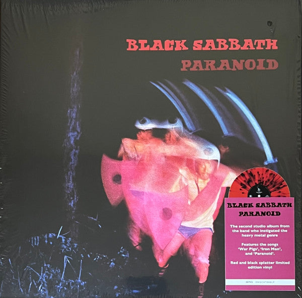 Image of Front Cover of 4745159S: LP - BLACK SABBATH, Paranoid (BMG ; BMGCAT899LP, Europe 2024 Reissue, Gatefold, Black Inner, Red and Black Splatter Vinyl, Record Store Day) Looks barely played if at all. Excellent copy. Hype sticker saved on inner sleeve.  VG+/VG+