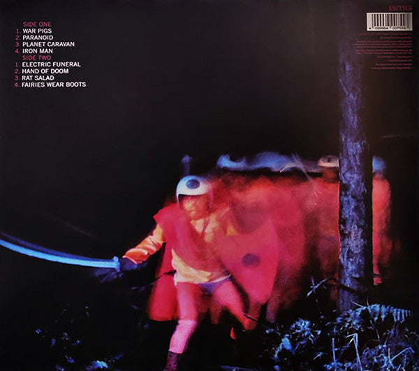 Image of Back Cover of 4745159S: LP - BLACK SABBATH, Paranoid (BMG ; BMGCAT899LP, Europe 2024 Reissue, Gatefold, Black Inner, Red and Black Splatter Vinyl, Record Store Day) Looks barely played if at all. Excellent copy. Hype sticker saved on inner sleeve.  VG+/VG+