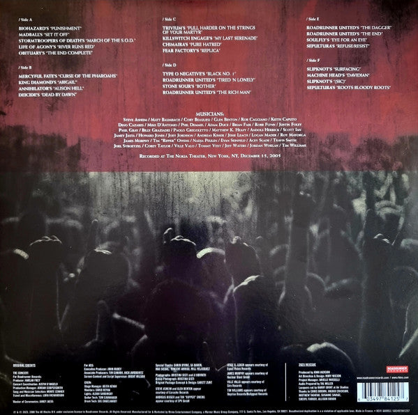 Image of Back Cover of 4745278S: 3xLP - ROADRUNNER UNITED, The Concert (Roadrunner Records; RCV1 680953, Europe 2023, Triple Gatefold, Stereo)   EX/EX