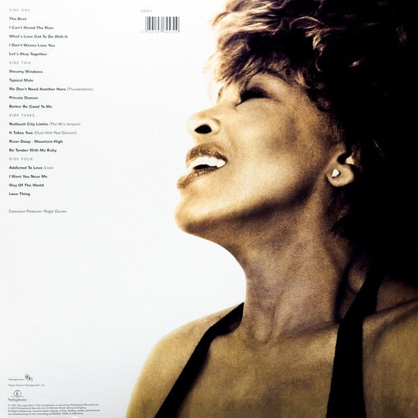 Image of Back Cover of 4715258C: 2xLP - TINA TURNER, Simply The Best (Parlophone; 50541976545709, Europe 2024 Reissue, Gatefold, 2 Inners, Blue Vinyl) Still In Opened Shrinkwrap With Hype Sticker  EX/VG
