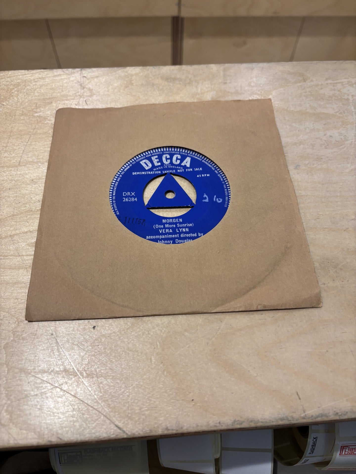 Image of Front Cover of 2x7" - /VG - VERA LYNN, Morgen/ Time Marches On (Decca; DRX 26285, UK 1959, Demonstration Sample Not For Sale, Single Sided, Solid Centre & Triangular Centre), Strong VG,  - 4715281C