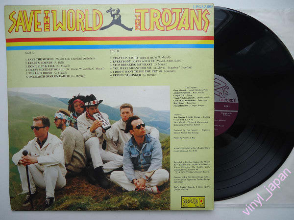 Image of Back Cover of LP - VG+/VG+ - THE TROJANS, Save The World (Gaz's Rockin' Records; LP GAZ 005, UK 1990), ,  - 4815212C