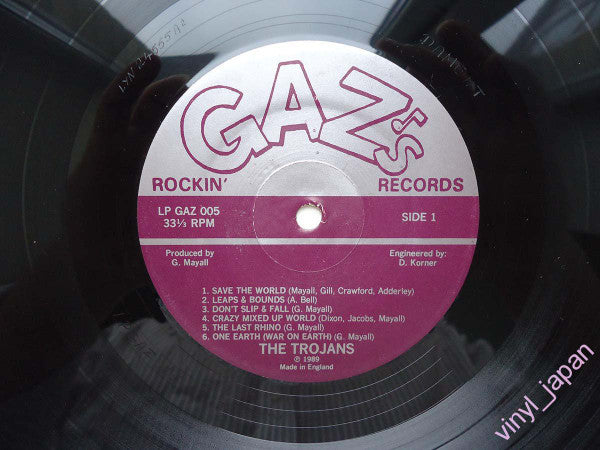 Image of Label Cover of LP - VG+/VG+ - THE TROJANS, Save The World (Gaz's Rockin' Records; LP GAZ 005, UK 1990), ,  - 4815212C