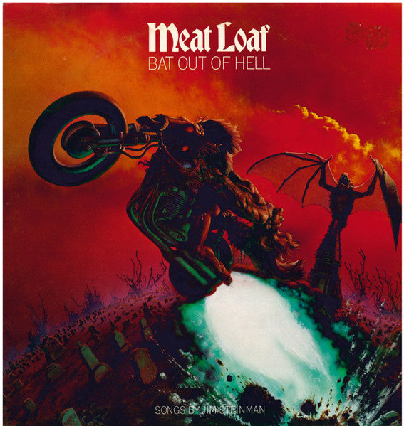 Image of Front Cover of 4725242E: LP - MEAT LOAF, Bat Out Of Hell (Epic; EPC 82419, UK 1979 Reissue, Insert, Blue/Yellow Epic labels, S EPC 82419 on labels) Creasing/water damage to sleeve corner.    VG/VG+