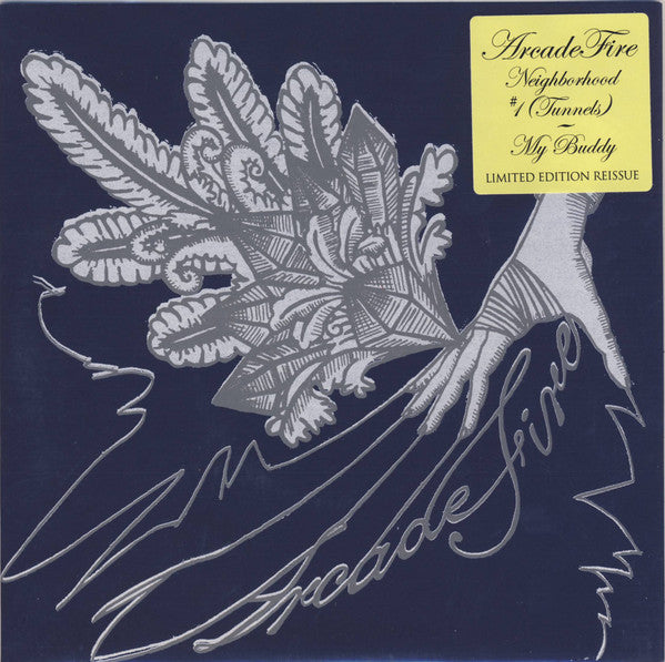 Image of Front Cover of 4715438C: 7" - ARCADE FIRE, Neighborhood #1 (Tunnels) (Legacy; 19075986147, USA, Canada & Europe 2019 Reissue, Foldout Card Picture Sleeve in Stickered PVC, Record Store Day 2019) PVC a little faded. Card sleeve is crisp and clean, Wispy marks to disc only, Strong VG  VG/VG