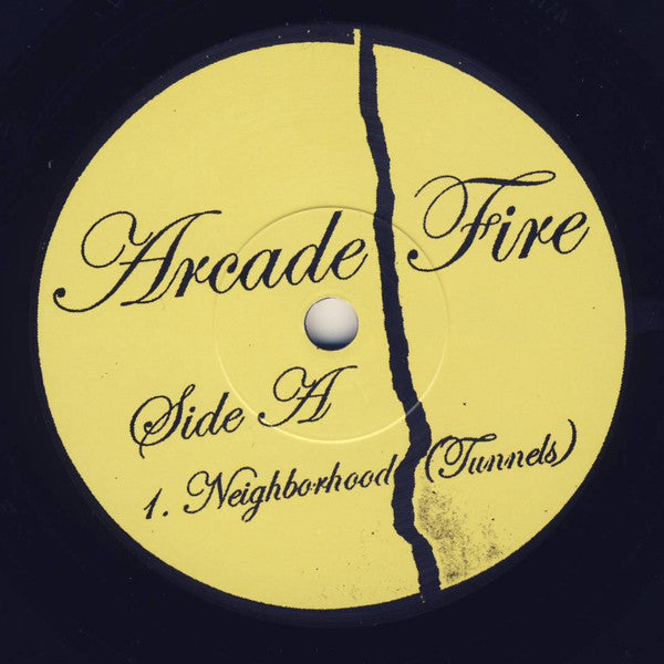 Image of Label Cover of 4715438C: 7" - ARCADE FIRE, Neighborhood #1 (Tunnels) (Legacy; 19075986147, USA, Canada & Europe 2019 Reissue, Foldout Card Picture Sleeve in Stickered PVC, Record Store Day 2019) PVC a little faded. Card sleeve is crisp and clean, Wispy marks to disc only, Strong VG  VG/VG