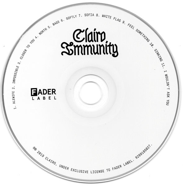 Image of Label Cover of CD - NEW/NEW - CLAIRO, Immunity (Fader Label; 9299185027, US 2019, Digipak), ,  - 0556125S