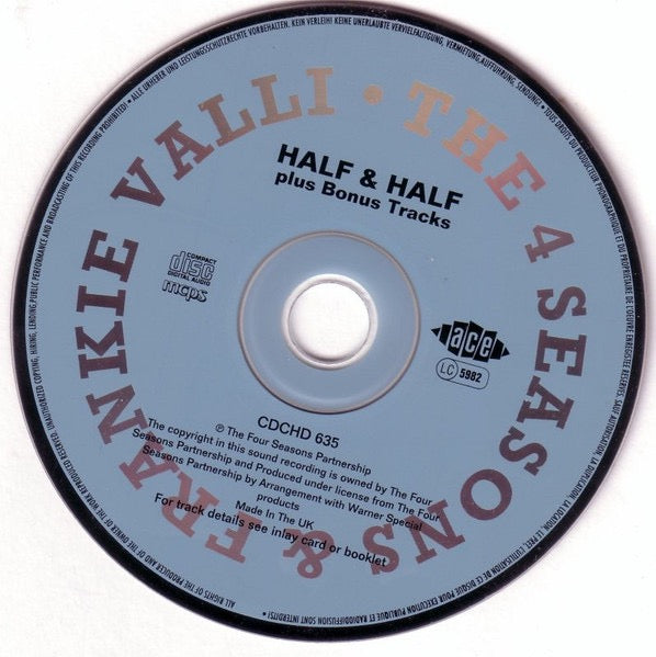 Image of Label Cover of CD - VG+/VG - THE 4 SEASONS & FRANKIE VALLI, Half & Half (Ace; CDCHD635, UK 1996, Jewel Case), ,  - 4715508C