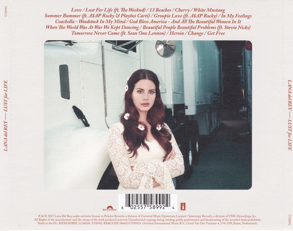 Image of Back Cover of CD - NEW/NEW - LANA DEL REY, Lust For Life (Interscope Records; 5758992, Europe 2017, Jewel Case), ,  - 3336194E