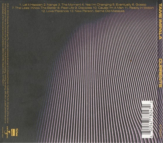 Image of Back Cover of CD - NEW/NEW - TAME IMPALA, Currents (Universal Music; 4778247, Europe 2015, Card Sleeve), ,  - 2116448C