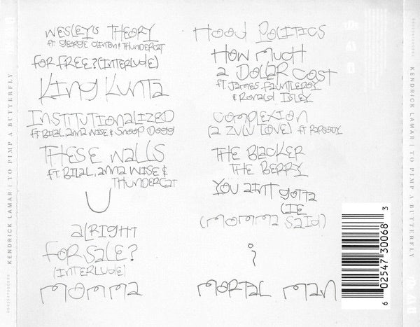 Image of Back Cover of CD - NEW/NEW - KENDRICK LAMAR, To Pimp A Butterfly (Top Dawg Entertainment; 4730068, Europe 2015, Jewel Case), ,  - 1616481C