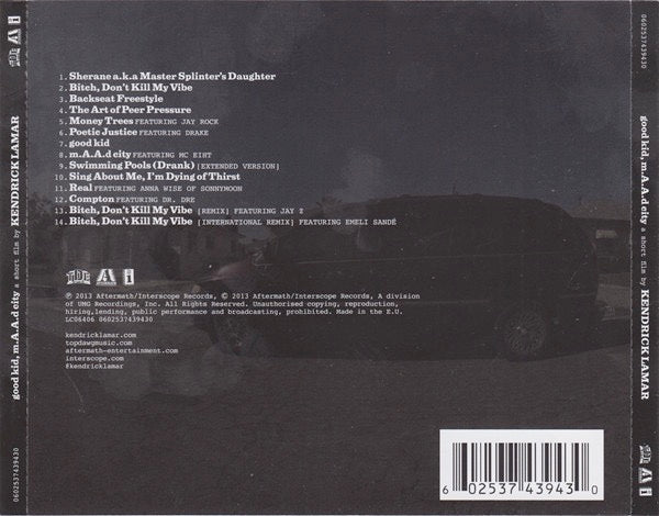 Image of Back Cover of CD - NEW/NEW - KENDRICK LAMAR, Good Kid, M.A.A.D City (Aftermath Entertainment; 3743943, Europe 2013), ,  - 0536022E