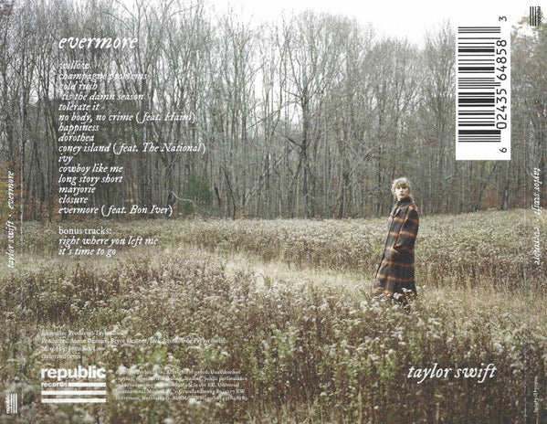 Image of Back Cover of CD - NEW/NEW - TAYLOR SWIFT, Evermore (Republic Records; 3564858, Europe 2020, Jewel Case), ,  - 1636117E