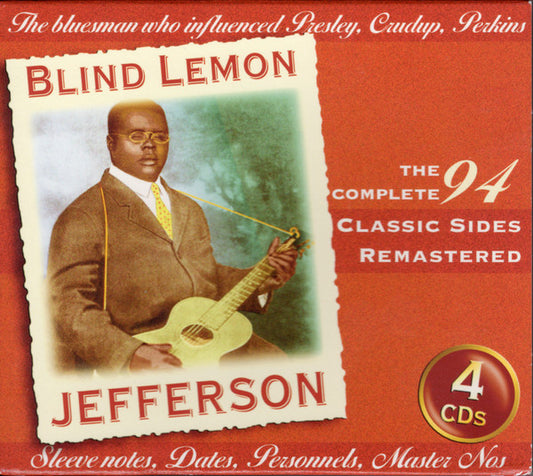 Image of Front Cover of 4xCD - VG+/VG+ - BLIND LEMON JEFFERSON, The Complete 94 Classic Sides Remastered (JSP Records; JSP7706, Europe 2016, Box Set), ,  - 4855001S