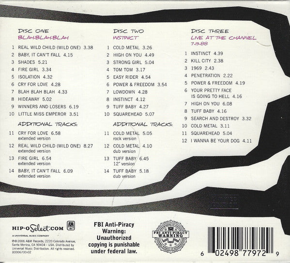 Image of Back Cover of 4855229S: 3xCD - IGGY POP, The A & M Recordings (Hip-O Select; B0006700-02, US 2006, Double Digipak, Booklet)   VG/VG