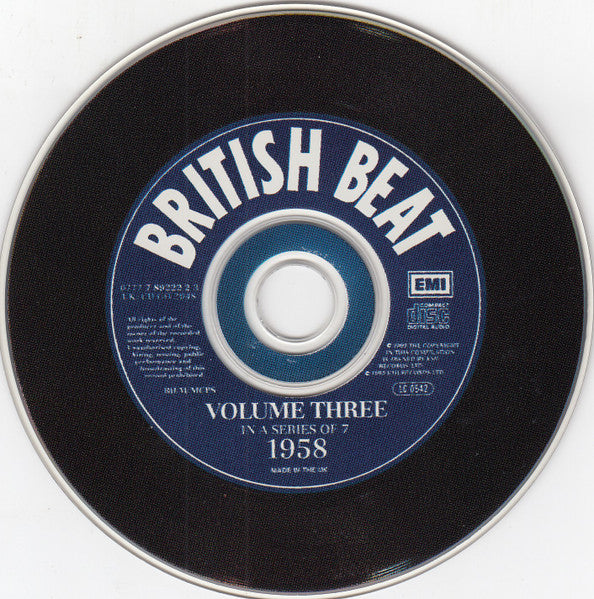 Image of Label Cover of CD - VG+/VG+ - VARIOUS, British Beat Before The Beatles Volume Three - 1958 (EMI; 0777 7 89222 2 3, UK 1993, Jewel Case, Booklet), ,  - 4835042E