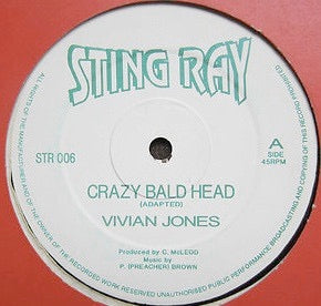 Image of Front Cover of 12" - /VG+ - VIVIAN JONES, Crazy Bald Head / Give Me The Right (Stingray Records; STR 006, UK 1990s), Shows marks and scuffs, plays EX throughout. Clean labels.,  - 4815123C