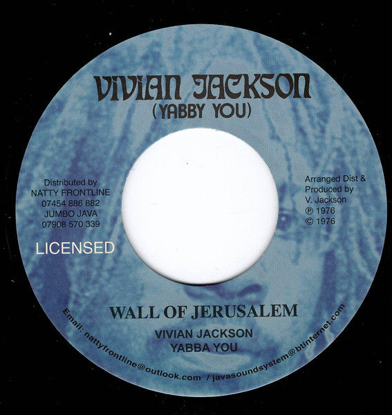 Image of Front Cover of 4855082S: 7" - VIVIAN JACKSON (YABBY YOU), Wall Of Jerusalem (Vivian Jackson (Yabby You); YU712, UK 2024 Reissue, Company Sleeve)   EX/EX