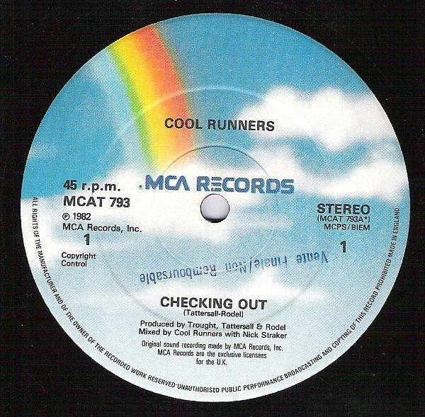 Image of Label Cover of 12" - VG/VG+ - COOL RUNNERS, Checking Out (MCA Records; MCAT 793, UK 1982, Picture Sleeve), Light ringwear on sleeve.,  - 4146110S