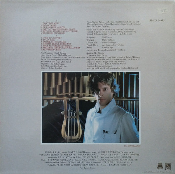 Image of Back Cover of LP - VG/VG - STEWART COPELAND, Rumble Fish (Original Motion Picture Soundtrack) (A&M Records; AMLX 64983, UK 1983), Strong VG,  - 4815096C