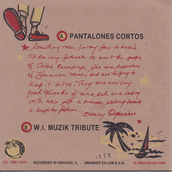 Image of Back Cover of 7" - EX/EX - CHARLEY ORGANAIRE & THE COLIBR  ALL STARS, The Organaire Extraordinaire / W.I. Muzik Tribute (Colibri Recordings; CO-000, US 2014, Picture Sleeve, Inner), ,  - 5055104S