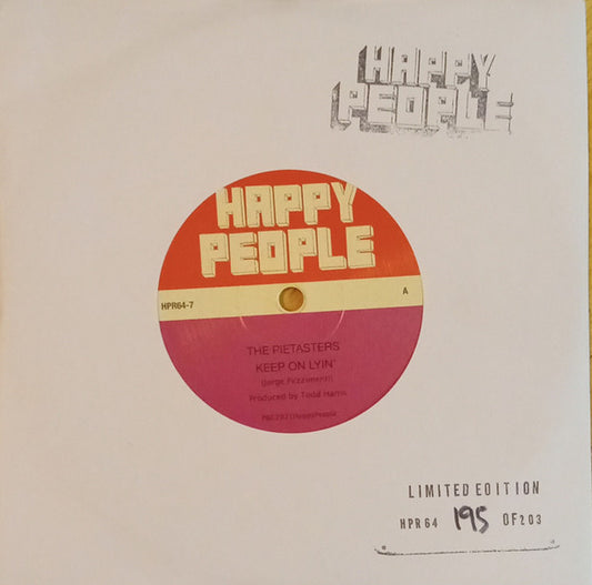 Image of Front Cover of 4855191S: 7" - THE PIETASTERS, Keep On Lyin' / Change My Ways (Happy People; HPR 64, UK 2021, Stamped Sleeve, Solid Centre / Limited Edition of 100 / Black Vinyl)   EX/EX