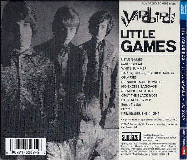 Image of Back Cover of CD - VG+/VG+ - THE YARDBIRDS, Little Games (Sundazed Music; SC 6269, US 2010, Digipak), ,  - 4835164E