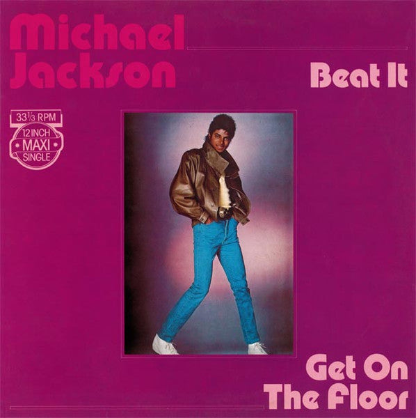 Image of Front Cover of 4815261C: 12" - MICHAEL JACKSON, Beat It (Epic; EPCA 12-3184, Europe 1983, Picture Sleeve) Sleeve worn, creased, with scuffs. Evidence of old sticker on front. Light mottling too  VG/VG