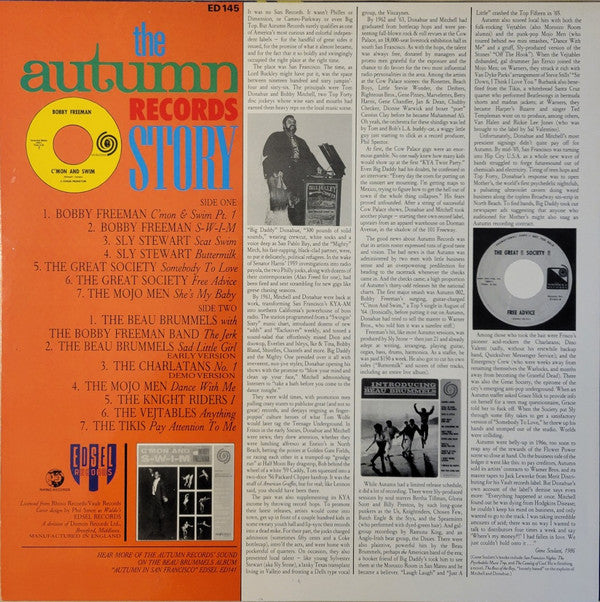 Image of Back Cover of LP - VG/VG+ - VARIOUS, The Autumn Records Story (Edsel; ED145, UK 1986, Inner), ,  - 2926188E