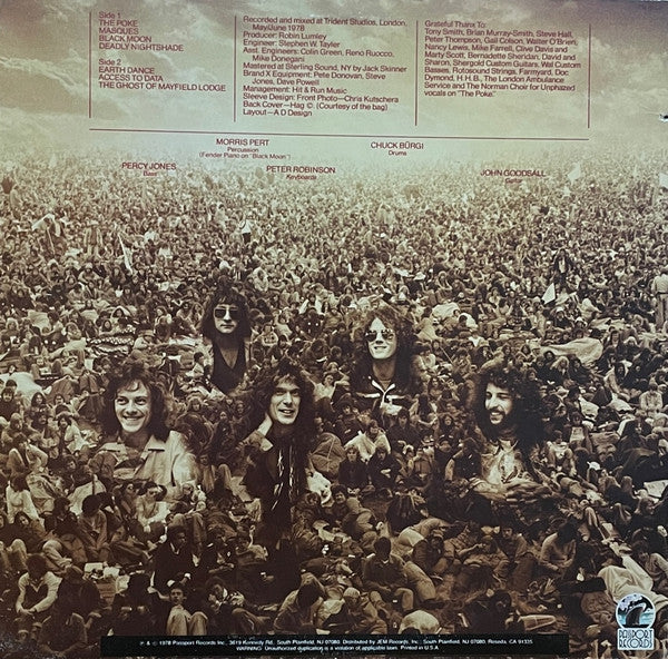 Image of Back Cover of 4815316C: LP - BRAND X, Masques (Passport Records; PB 9829, US 1978) Sleeve has bumped corner, notched cut-out at opening, some light wear too  VG/VG+