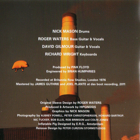 Image of Back Cover of 4835182E: CD - PINK FLOYD, Animals (Pink Floyd Records; PFR10, Europe 2016, Card Sleeve, Booklet)   EX/EX