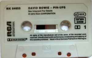 Image of Label Cover of 4835185E: LP - DAVID BOWIE, Pinups (RCA International ; NK 84653, Europe )   VG+/VG+