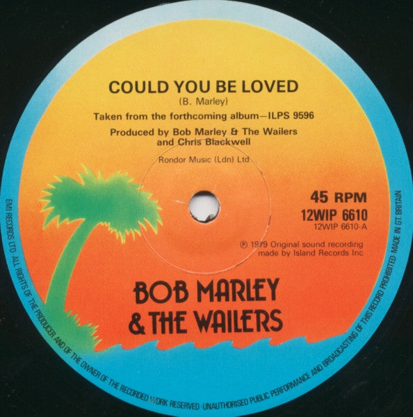 Image of Label Cover of 4815351C: LP - BOB MARLEY & THE WAILERS, Could You Be Loved / One Drop / Ride Natty Ride (Island Records; 12WIP 6610, UK 1980)   EX/VG+
