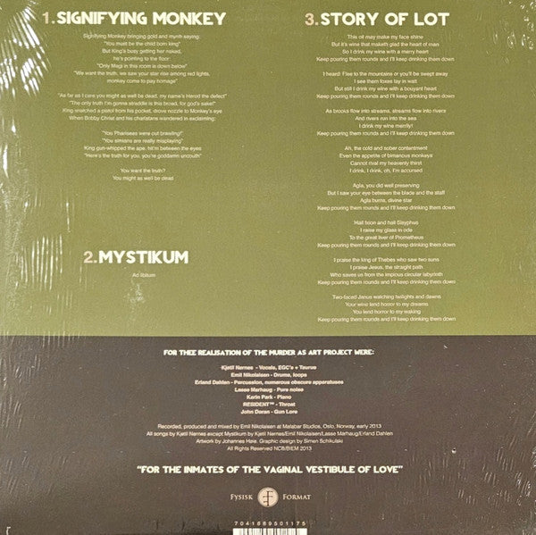 Image of Back Cover of 4845217S: 12" - ARABROT, Murder As Art (Fysisk Format; , Norway 2013, Inner, White Vinyl) Seal opened instore, still in shrinkwrap.  EX/EX