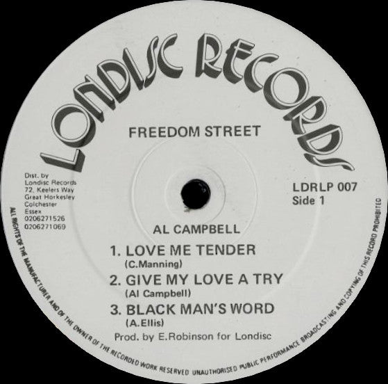 Image of Label Cover of 4815354C: LP - AL CAMPBELL, Freedom Street (Londisc Records; LDRLP 007, UK 1984)   VG+/VG+