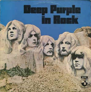 Image of Front Cover of 4845220S: LP - DEEP PURPLE, Deep Purple In Rock (Harvest Green, Gramophone Co On Rim, No EMI Box; SHVL777, UK 1970, Laminated Gatefold Sleeve, Variant 1 First Pressing With A1/B1 Matrix, No EMI Box On Label)   VG/G