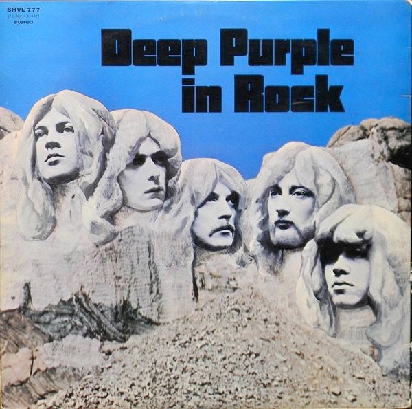Image of Back Cover of 4845220S: LP - DEEP PURPLE, Deep Purple In Rock (Harvest Green, Gramophone Co On Rim, No EMI Box; SHVL777, UK 1970, Laminated Gatefold Sleeve, Variant 1 First Pressing With A1/B1 Matrix, No EMI Box On Label)   VG/G