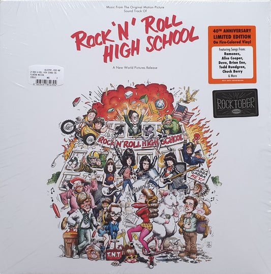 Image of Front Cover of 4845230S: LP - VARIOUS, Rock 'N' Roll High School (Music From The Original Motion Picture Soundtrack) (Sire; RCV1 6070, US 2019 Reissue, Fire Coloured Vinyl) Opened Instore, Still In Stickered Shrinkwrap  EX/EX