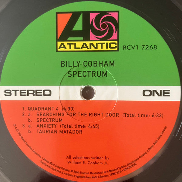 Image of Label Cover of 4815372C: LP - BILLY COBHAM, Spectrum (Atlantic; RCV1 7268, Worldwide 2023 Reissue, Gatefold, Clear Vinyl) Stickered shrink  VG+/EX