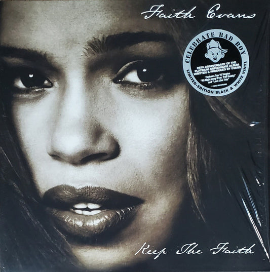 Image of Front Cover of 4815431C: 2xLP - FAITH EVANS, Keep The Faith (Bad Boy Entertainment; 1-730162 / 603497833665, Europe 2023 Reissue, Insert, Black & White Vinyl) Record has light paper / storage scuffs on it. Hype stickered shrink  VG+/VG+