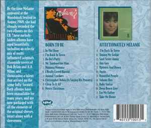 Image of Back Cover of CD - VG+/VG+ - MELANIE, Born To Be + Affectionately Melanie (Edsel Records; EDSS 1001, UK 2007, Jewel Case, Booklet), ,  - 4835224E