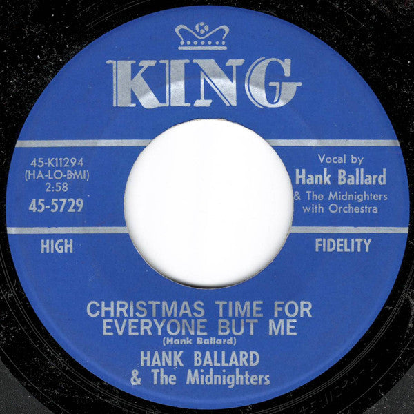 Image of Back Cover of 7" - VG/VG+ - HANK BALLARD & THE MIDNIGHTERS, Santa Claus Is Coming / Christmas Time For Everyone But Me (King Records; 45-5729, US 1963, Company Sleeve, Large Centre), Lightest of marks, Glossy disc, Nice Company Sleeve,  - 4815418C
