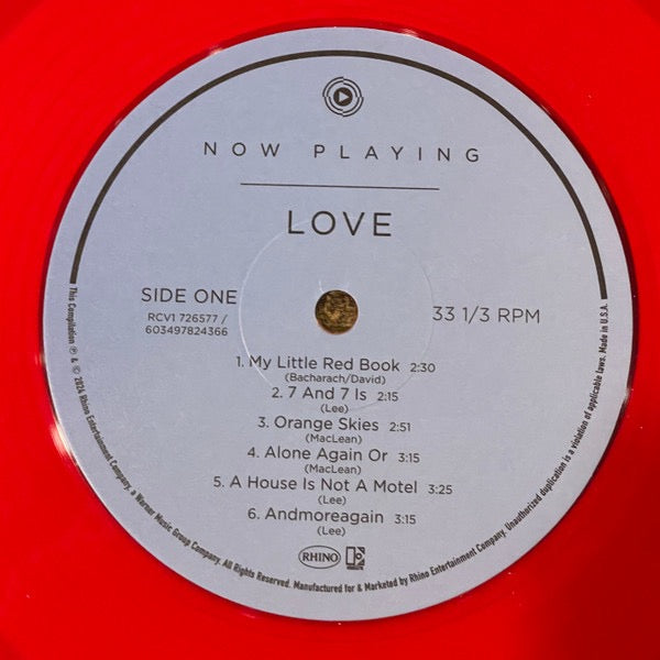 Image of Label Cover of LP - VG+/VG+ - LOVE, Now Playing (Rhino Records; RCV1 726577, Worldwide 2024, Red Transparent Vinyl), ,  - 2426210E
